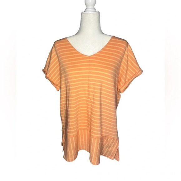 Soft Surroundings Orange Peach Cotton Boxy Tee M - Picture 1 of 4
